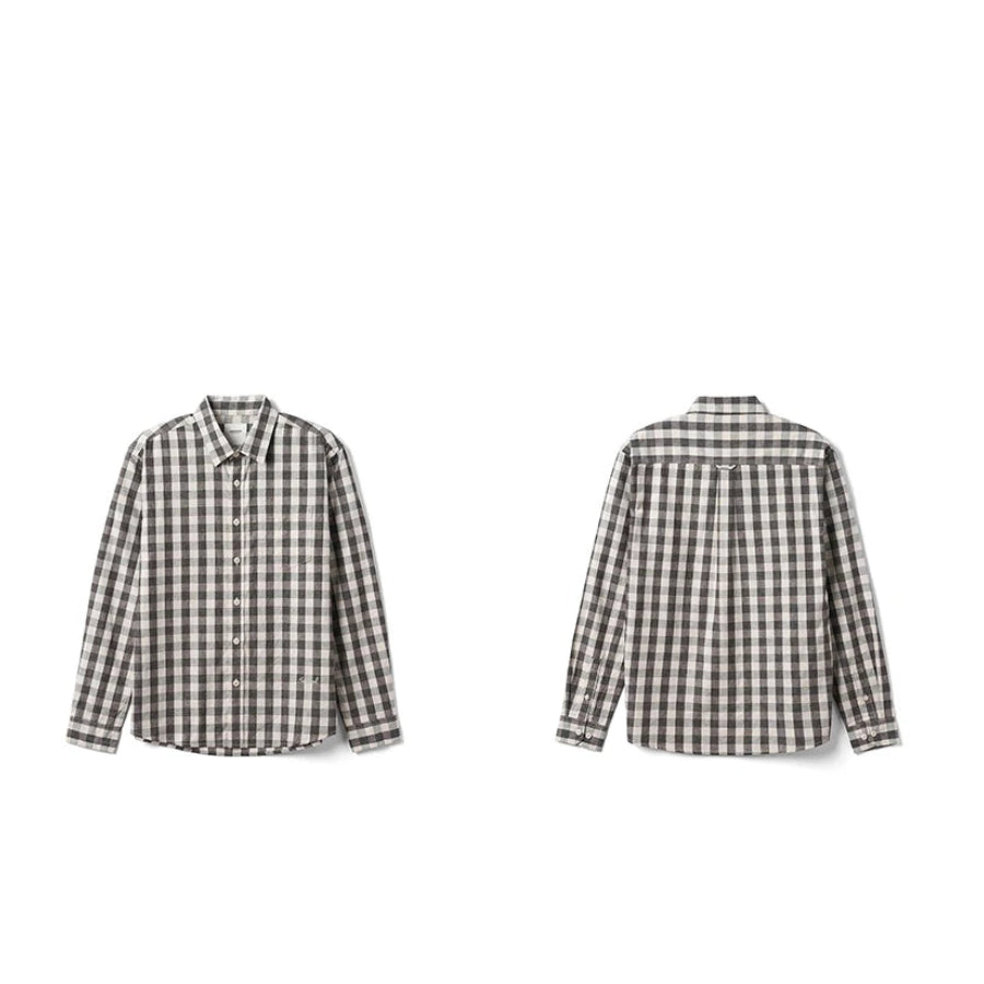 Oversized Linen-Cotton Plaid Casual Shirt