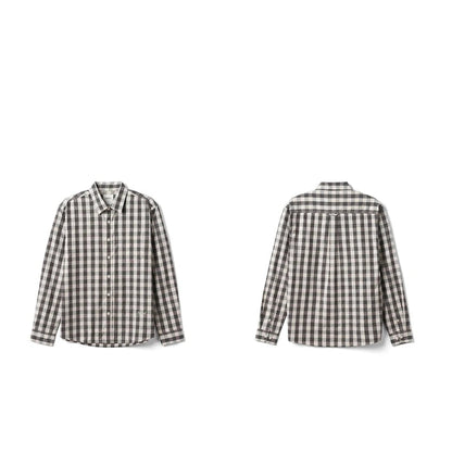 Oversized Linen-Cotton Plaid Casual Shirt