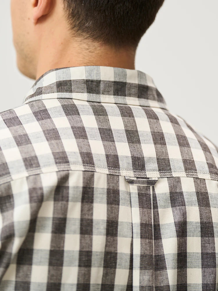 Oversized Linen-Cotton Plaid Casual Shirt