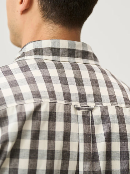 Oversized Linen-Cotton Plaid Casual Shirt