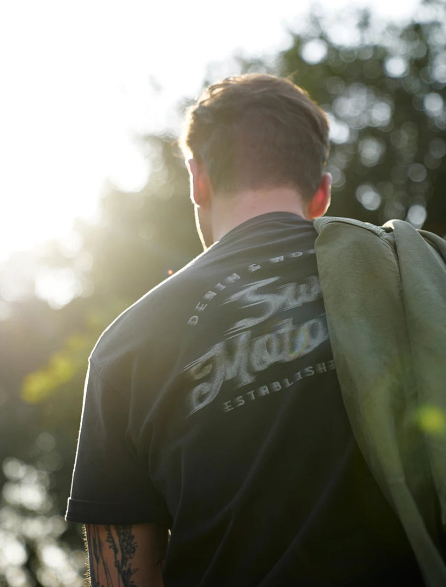Vintage Washed Motorclub Letter Print Tee