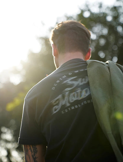Vintage Washed Motorclub Letter Print Tee