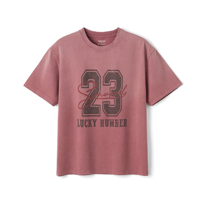 Vintage Washed Distressed Lucky Number Boxy Tee