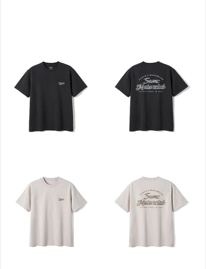 Vintage Washed Motorclub Letter Print Tee