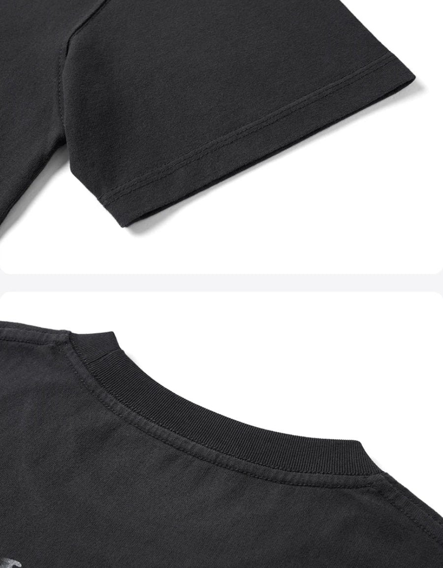 Vintage Washed Motorclub Letter Print Tee