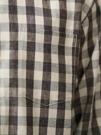 Oversized Linen-Cotton Plaid Casual Shirt